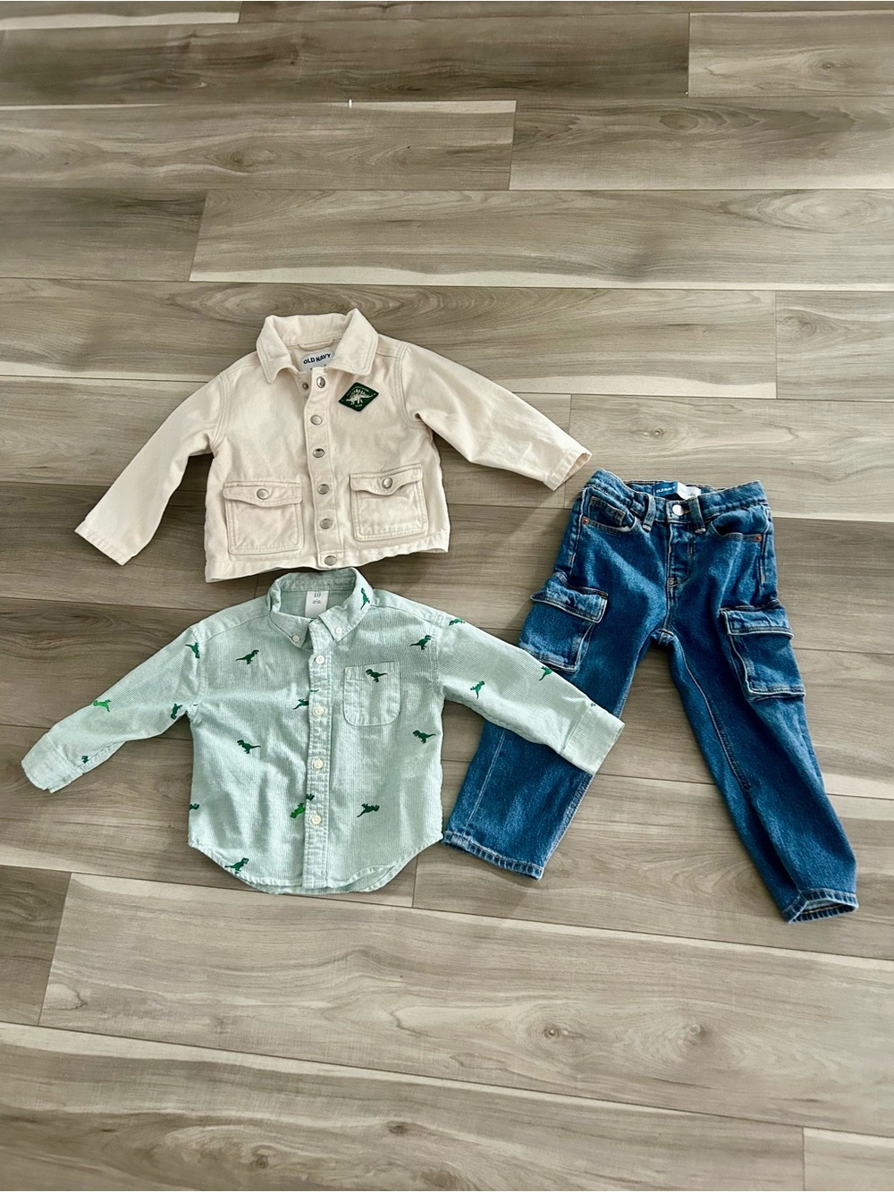 3T Toddler Boy Outfit Bundle｜GAP Dinosaur Shirt + Old Navy Jacket + Jeans
